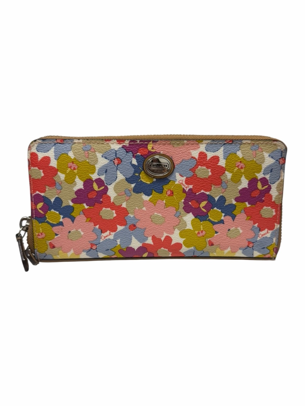 Coach Floral Tan/Multi Leather Wallet